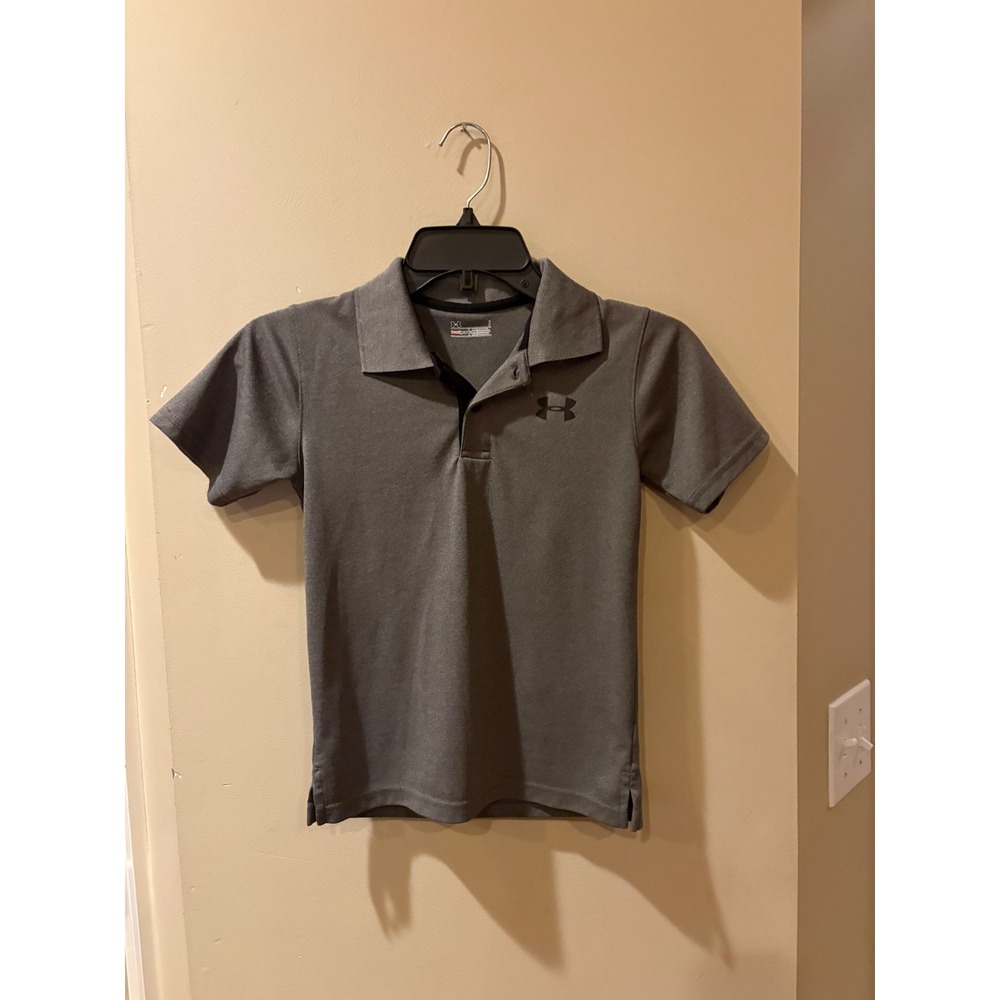 Under Armour Kids Gray HeatGear Short Sleeve Polo Shirt Size 7 Charcoal Heather